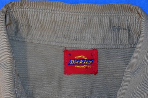 De colección años 50 DICKIES RED TAG ROPA DE TRABAJO PARA HOMBRE CON BOTONES BEIGE BRONCEADO SÓLIDO CAMISA DE TRABAJO L - Imagen 3 de 3