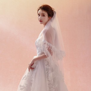 White 1 5m Wedding Bride Veil Lace Flower Edge Wedding Hair