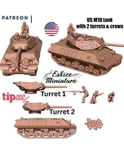 Eskice Miniature WW2 US M10 Wolverine Tank Destroyer WWII Bolt Action 15 20 28mm