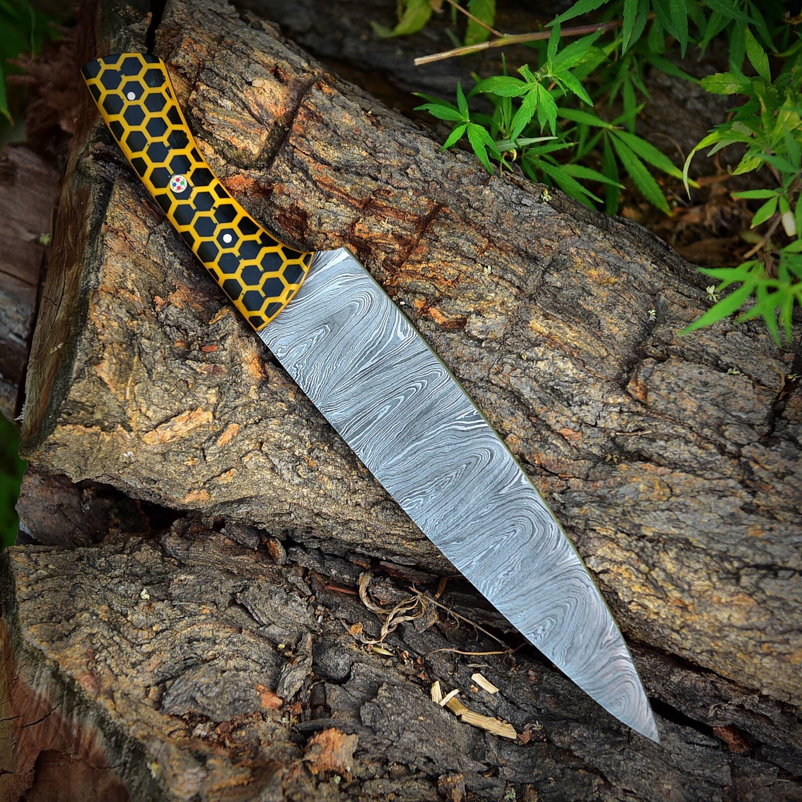 CUSTOM MADE DAMASCUS STEEL CHEF KNIFE KITCHEN UTILITY KNIFE  Resin Handle x-515
