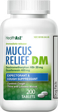 Mucus Relief DM 200ct Dextromethorphan 20mg Guaifenesin 400mg Cough Tablets
