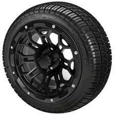 (4) Golf Cart 205/30-12 Deli Low Pro Tires on 12x7 Gloss Black Hercules Wheels