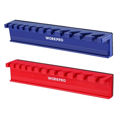 WORKPRO 2PC Magnetic Wrench Organizer Wrench Rack Tool Tray 24Slot Wrench Holder