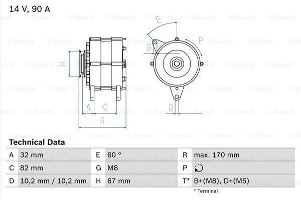 Alternador Bosch para VW Golf Corrado Audi Quattro Coupe 90 Cabriolet Foto 2 de 4