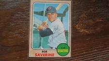 1968 TOPPS BOB SAVERINE    AUTOGRAPHED BASEBALL CARD