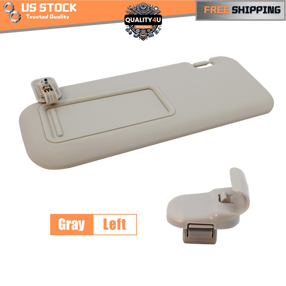 Left Driver Side Gray Sun Visor With Clip BBM2-69-320C-75 For 2010
