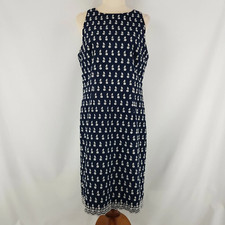 Ann Taylor Womens Size 12 Navy Blue Daisy Print Vintage Shift Dress Straight