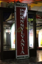 RARE SINCLAIR PENNSYLVANIA GAS SERVICE STATION DEALER PORCELAIN METAL SIGN OIL