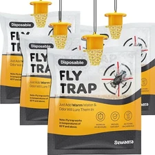 Outdoor Disposable Hanging Fly Traps, Set of 4, Non-Toxic Fly Traps