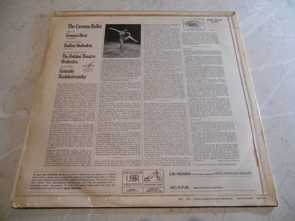 Bizet Shchedrin "The Carmen Ballet" Rozhdestvensky 1968 LP ASD2448 VG            - Image 2 of 4