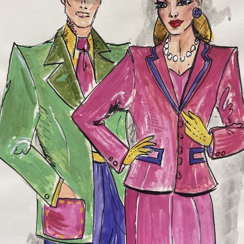 Las Vegas Musical Theater Costume Sketch Fashion Design 1970's by Deverett - Picture 9 of 11
