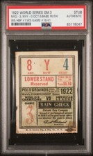 1922 WORLD SERIES GAME 3 BABE RUTH HBP #1 TICKET STUB 10/6/22 YANKEES/GIANTS PSA