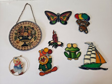 8 Vintage Stained Glass Suncatcher Lot