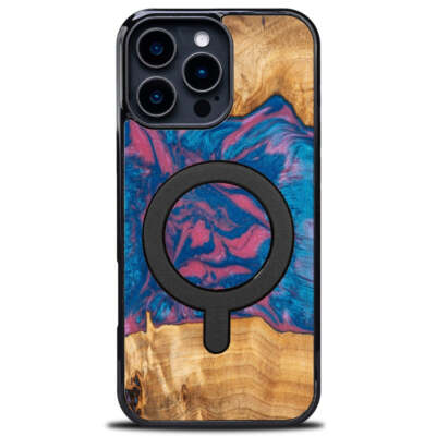 Handyhülle für iPhone 16 Pro Max Bewood Unique Neons Vegas Holzhülle Case Etui
