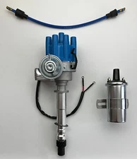 CHEVY SMALL BLOCK-BIG BLOCK BLUE Small Cap  ELECTRONIC Distributor + Chrome Coil