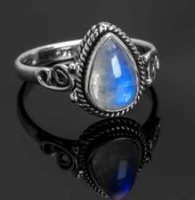 Rainbow Moonstone Silver Ring , 925 Sterling Silver Ring ,Handmade Silver Ring