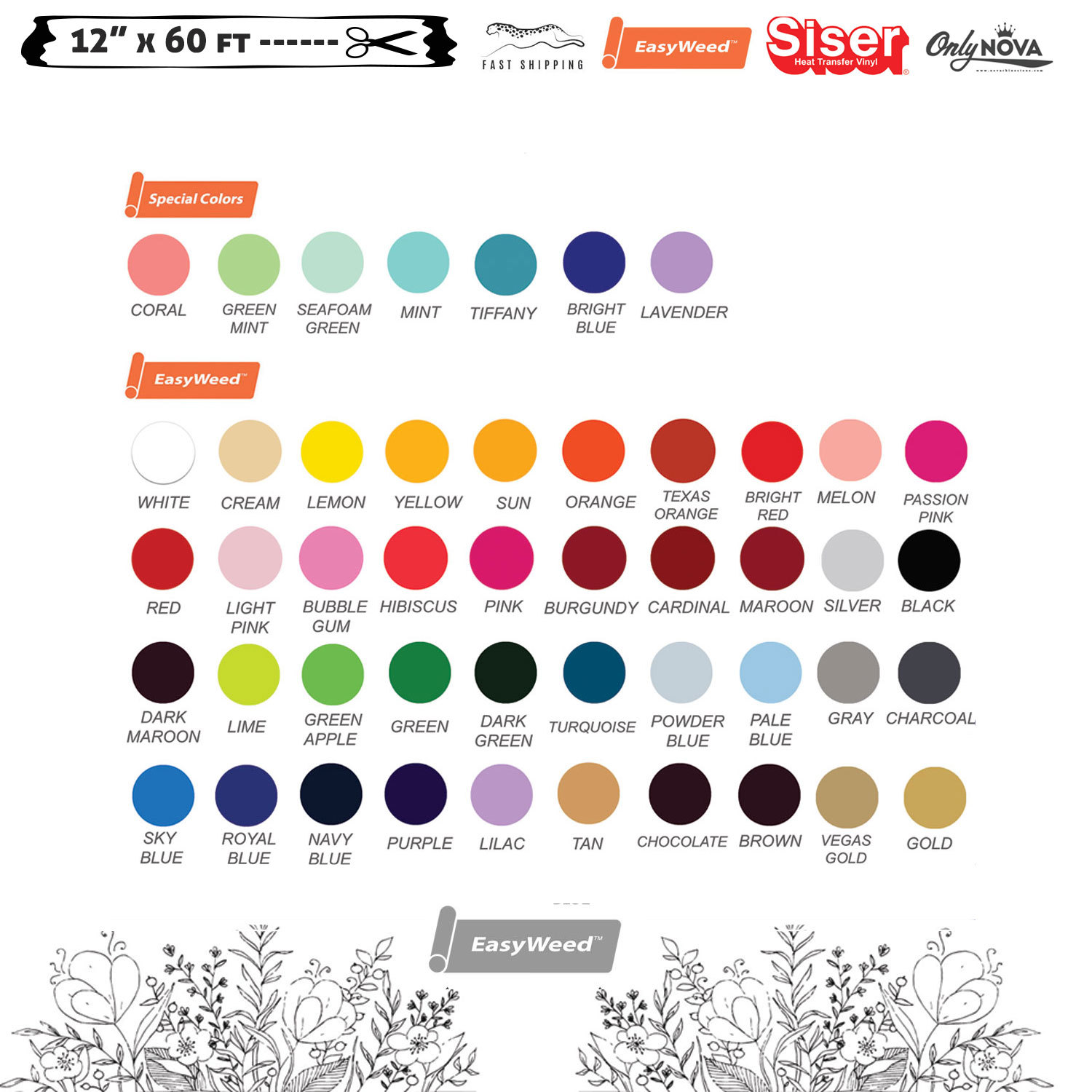 Siser EasyWeed Heat Transfer Vinyl (HTV) 15 x 12 Sheet - 48 Colors Available - Turquoise