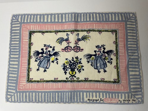 9 Vintage Peacock placemats Designed By Ursula In 1961 Pink Blue Kitsch Glam - Picture 2 of 9