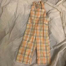 Vintage 70s Tiny Tots Madras Checked plaid overalls button bib full length pants