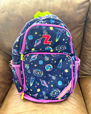 Girls Space Print Backpack Navy/Purple/Pink Zip Outer Pockets Adjustable