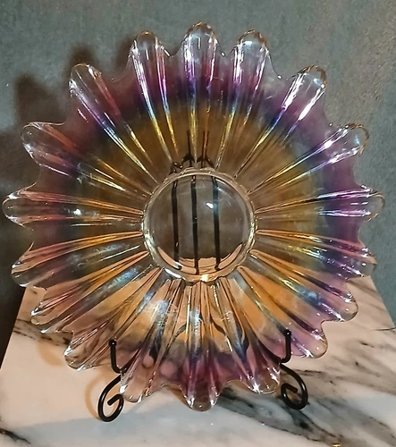 Vintage 1960's MCM Federal Celestial Sunburst Iridescent 11.75" Platter