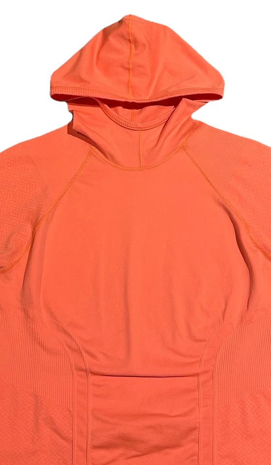 Camisa com capuz feminina Athleta manga longa treinamento atlético GG coral ESTADO PERFEITO! - Imagem 2 de 4