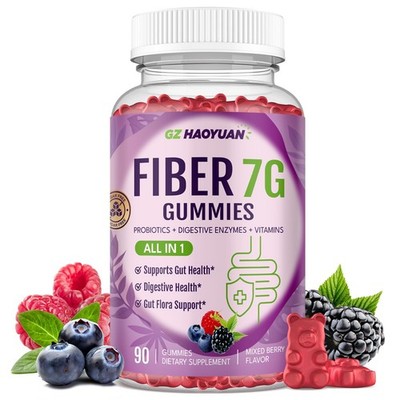 Fiber Gummies for Adults - Sugar Free Fiber Supplement 7g All in 1, Probiotic...