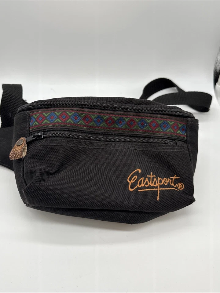 Винтажный 90-е Eastsport винтажный черный холщовый набор Fanny с ацтекским узором - Изображение 2 из 4