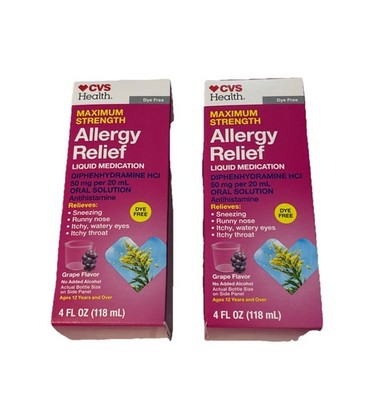 Health Liquid Allergy Relief Maximum Strength 50 mg per 20 ml Lot of 2 New