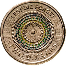 2017 Australia $2 | Lest We Forget | Memorial Mosaic (Coloured) | Commemorative