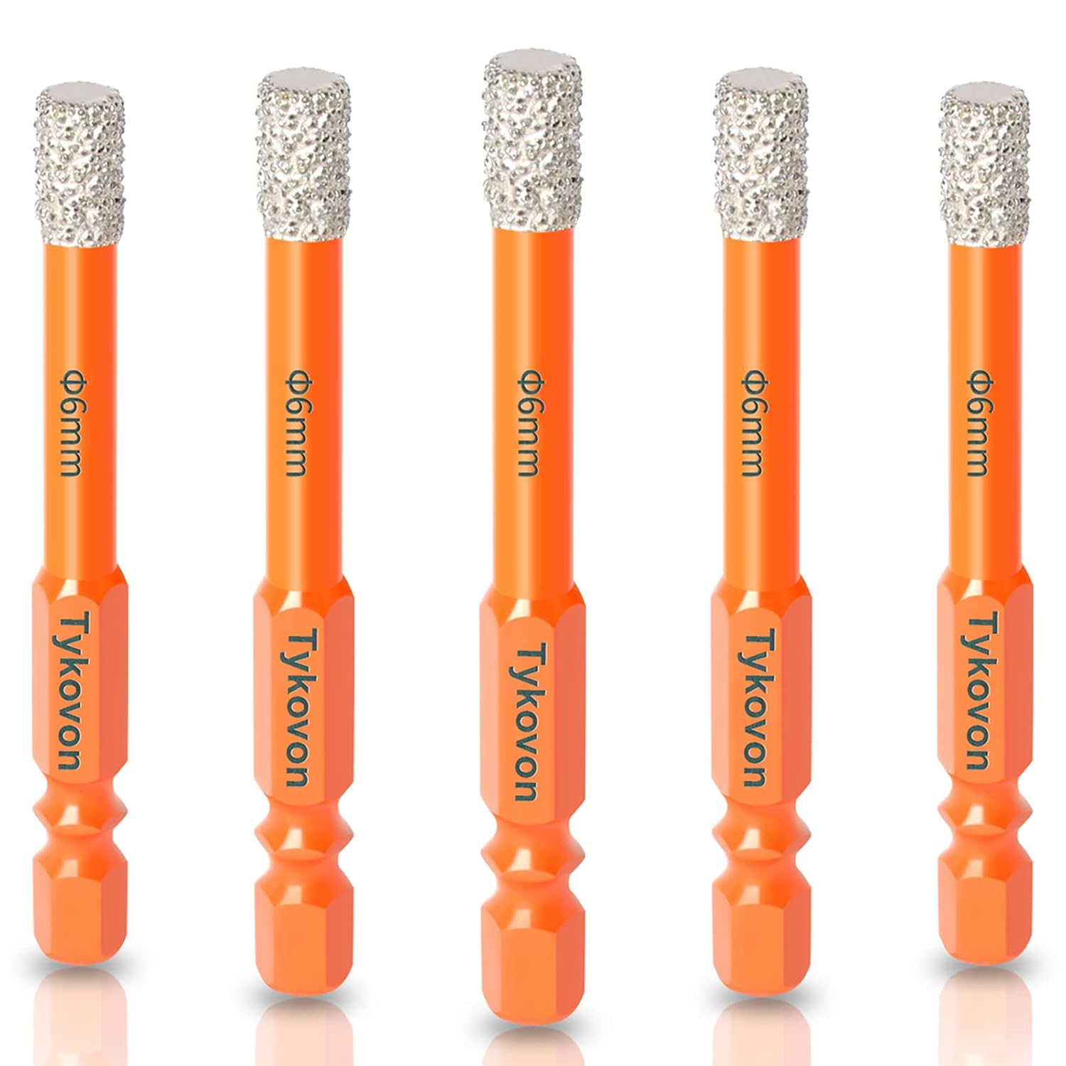 5 Pcs 6Mm Diamond Drill Bits, Porcelain Tile Drill Bit, Hex Shank Diamond Dry Dr