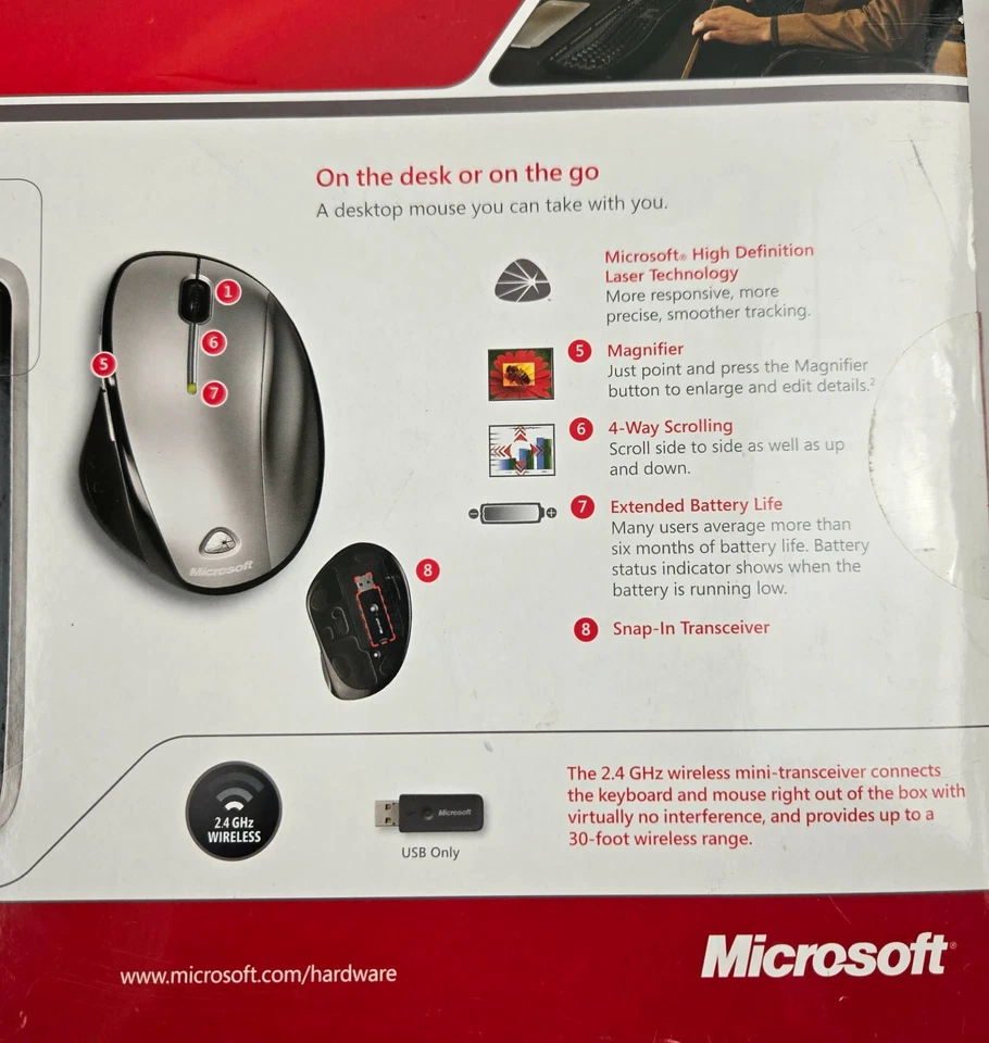 Microsoft Wireless Laser Desktop 6000 Keyboard And Mouse NIB - Image 4 of 4