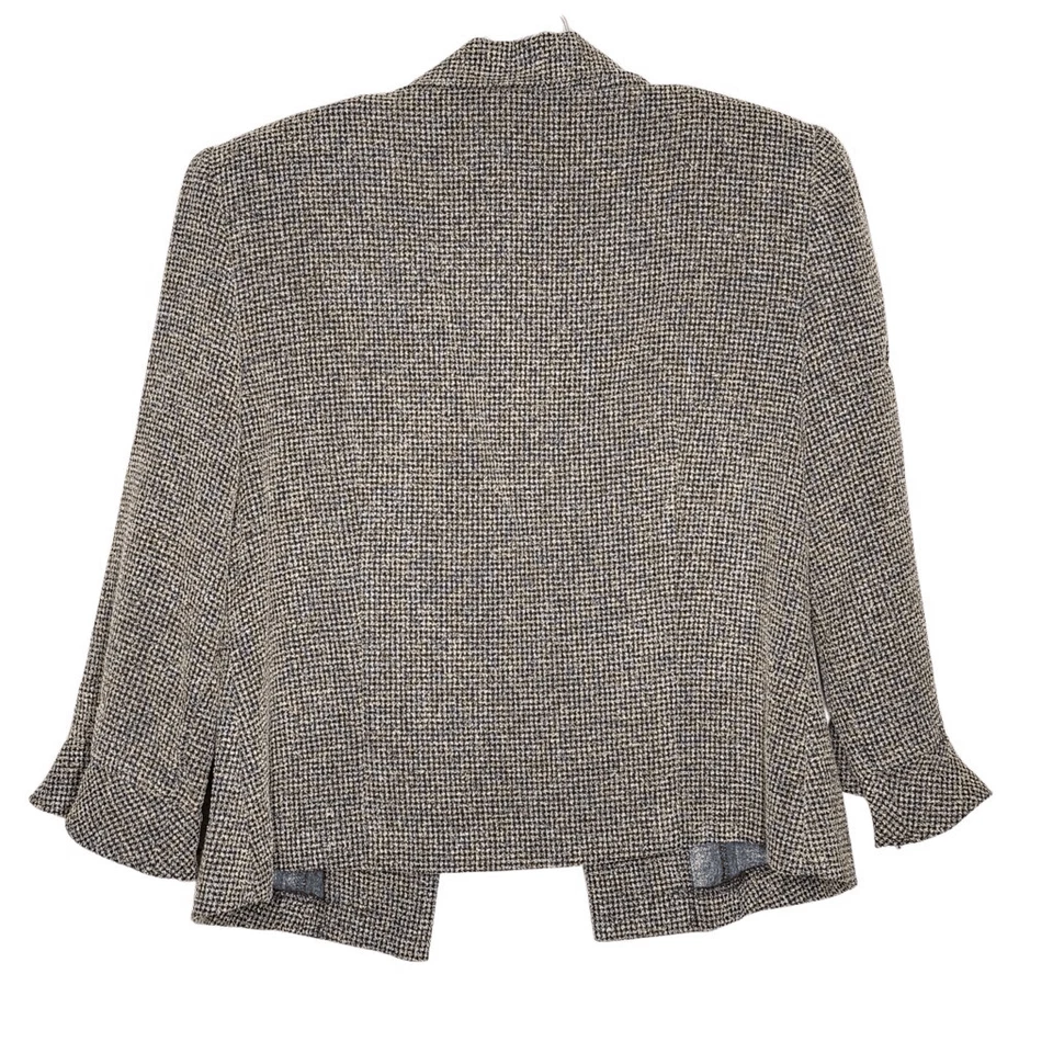 Miss Dorby Vintage Black Tan Long Sleeve Blazer Skirt Suit Size 10 Ruffle Sleeve - Image 2 of 4