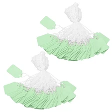 300Pcs 1.38x0.87'' Price Tags with String Attached Blank Hang Tag Light Green