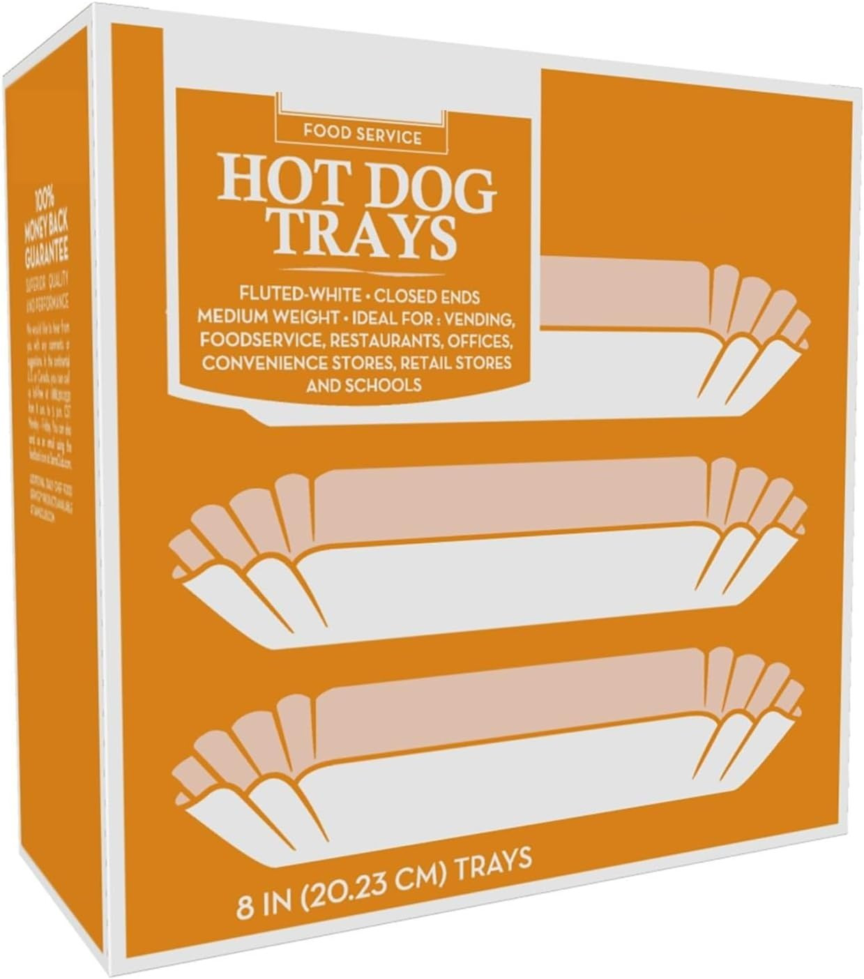 100 Paper Hot Dog Trays | White Hot Dog Wrappers | 8 Inch Hotdog Tray Holders Pl