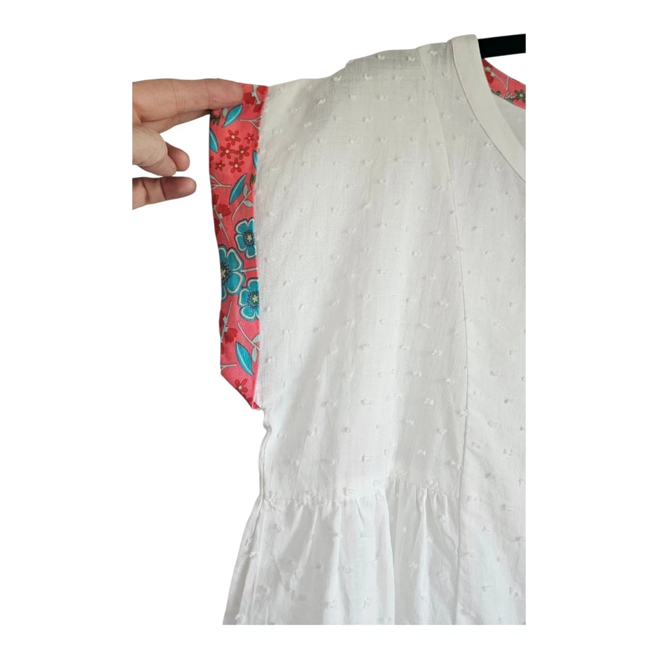 Matilda Jane Girls White Shirt Size 16 Short Sleeve Eyelet Button-Up 100% Cotton - Image 4 of 4