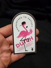 DUTCH BROS STICKER - October 2019 - Pink Flamingo - Guaranteed To Satisfy