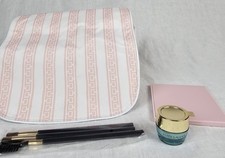 Estee Lauder Lot Make-up Bag DayWear Plus .24 Oz Pink Compact Mirror Eye Brushes