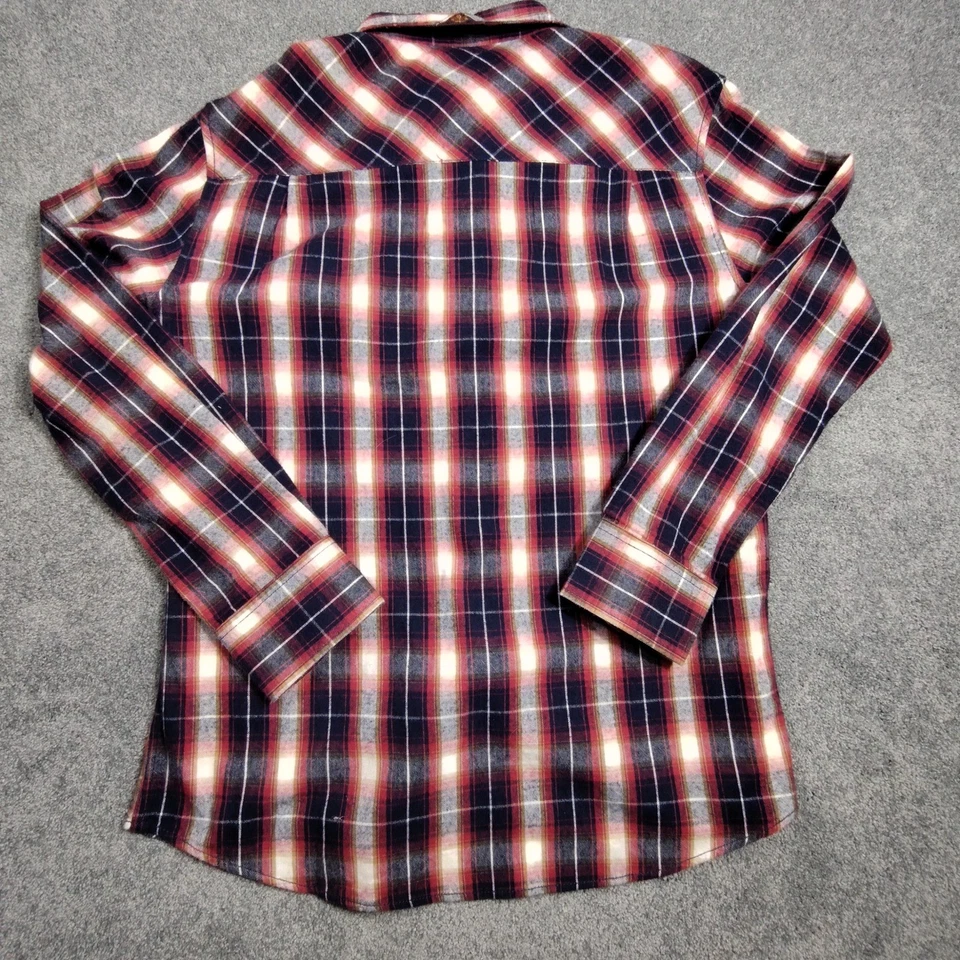 Camisa DaVinci Para Hombres M Franela a Cuadros Abotonada Verdadera De Colección Grunge Retro Informal Foto 4 de 4