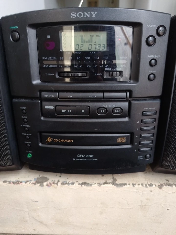 1990s Sony CFD-606 CD/Cassette 5 Disc Trey. Tape Player Works But Needs Work. - image 3 of 4