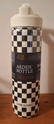 Thyme And Table Arden Bottle 26 Oz Stainless Steel Checkered Design 