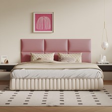 Pink Free-Standing Headboard Queen Size - 6-Panel DIY Bed Backboard with Soft...