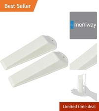 2 Pcs Heavy Duty White Rubber Door Wedge Stoppers - Durable & Low Profile