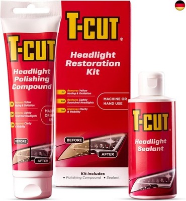 T-Cut Scheinwerfer Aufbereitungsset, Scheinwerfer Reparatur Set, Politur und