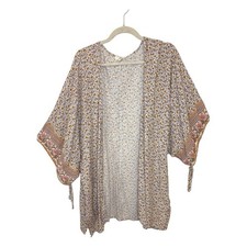 Entro Boho Kimono Cardigan – Floral Print Open Front Duster, One Size