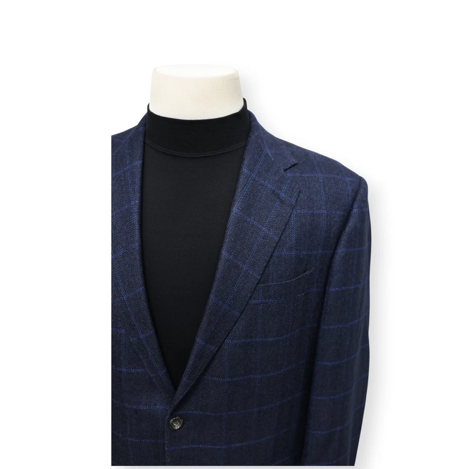 ALEXANDER JULIAN мужской синий оконное стекло 100% шелк спортивное пальто куртка blazer 42 R - Изображение 3 из 4