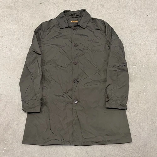 Aspesi Limone Raincoat Mens Large Black Single Breasted Long Sleeve Back Slit - product listing photo