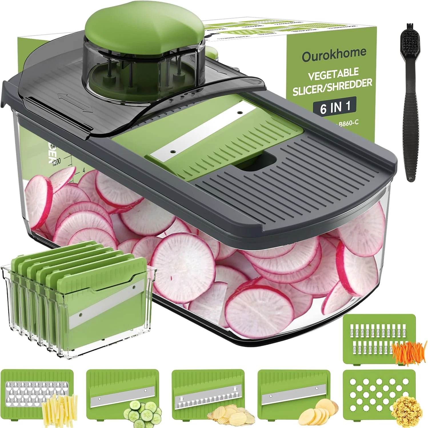 Mandolin Slicer for Kitchen Food, Hand Safe Vegetable Shredder with 6 Mandoline