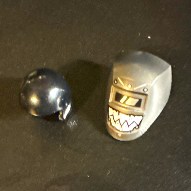 LEGO Minifigure Headgear Lot - Black Helmet & Gray Shark Head, 2 Pieces