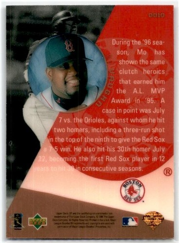 1996 Upper Deck Diamond Destiny #DD10 Mo Vaughn Boston Red Sox - Picture 2 of 2